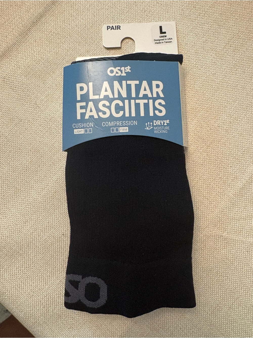 Men's Plantar Fasciitis Crew Socks - Black